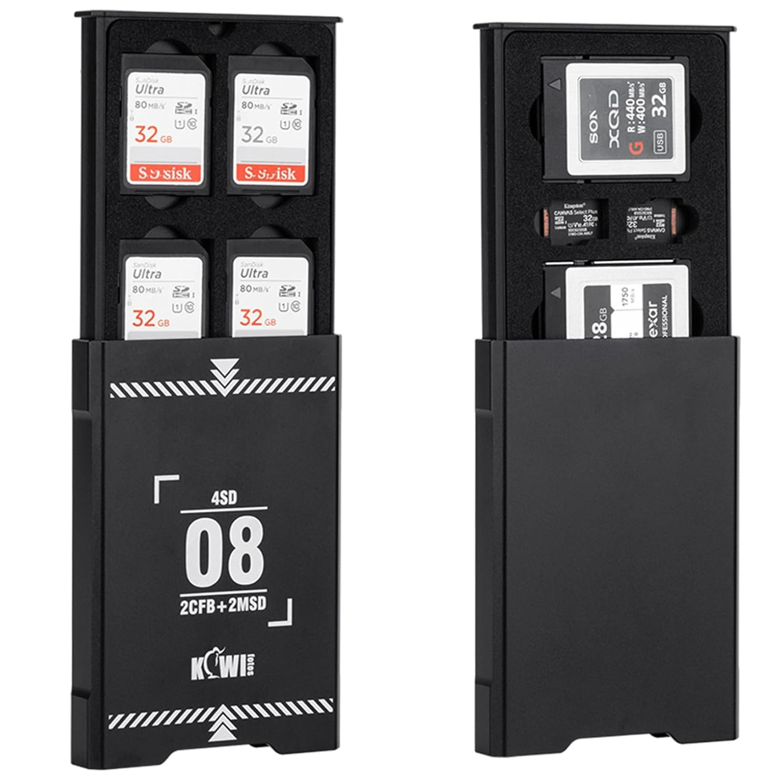 Funda de aluminio con 8 ranuras para tarjetas de memoria